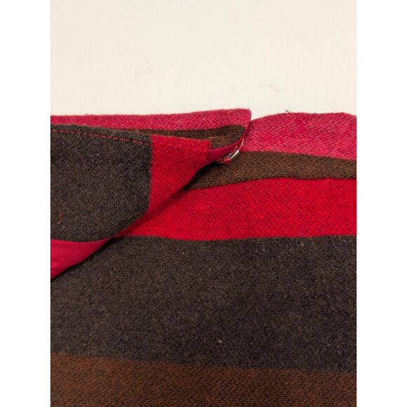 LOFT Petite Wrap Mini Skirt Wool Blend Striped Red Brown 4P Fall - Picture 3 of 10